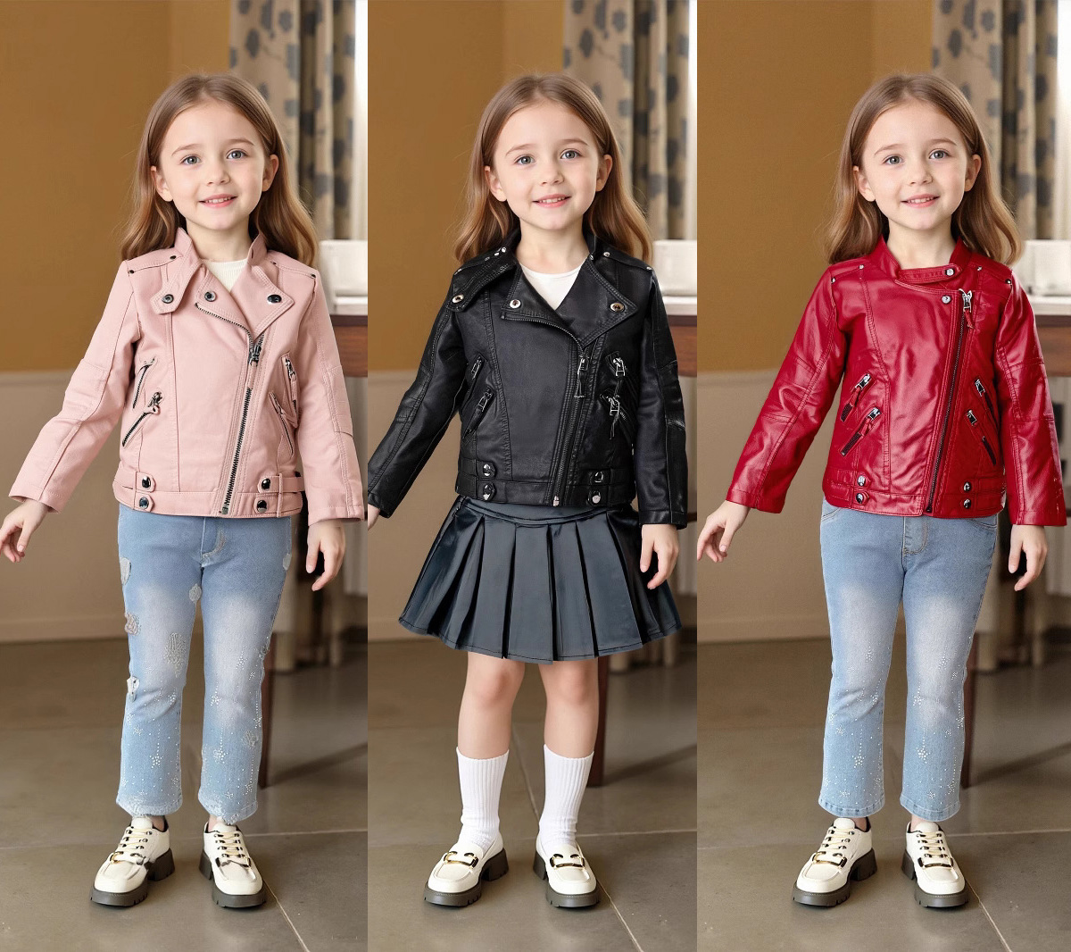 Streetwear Girl Brand - 2-12Y Girls Christmas Pink Red Motorcycle