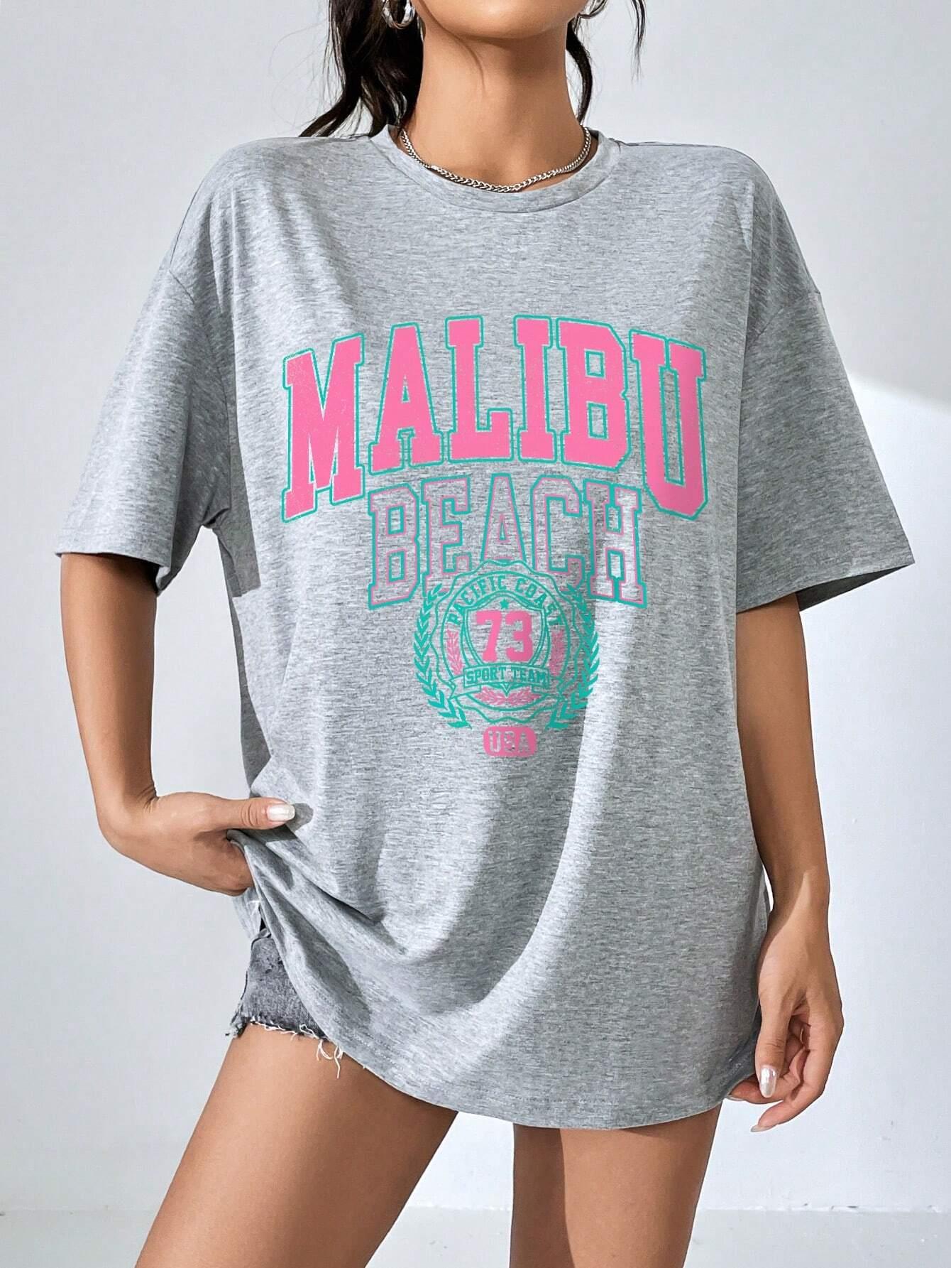 Malibu Beach Letter Print Prin - đánh giá và giá Streetwear Brand Top