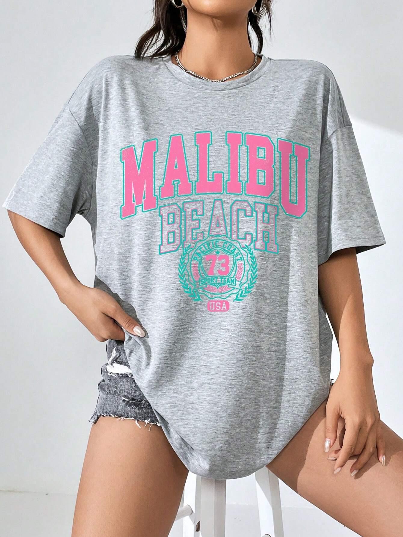 Malibu Beach Letter Print Prin - đánh giá và giá Streetwear Brand Top
